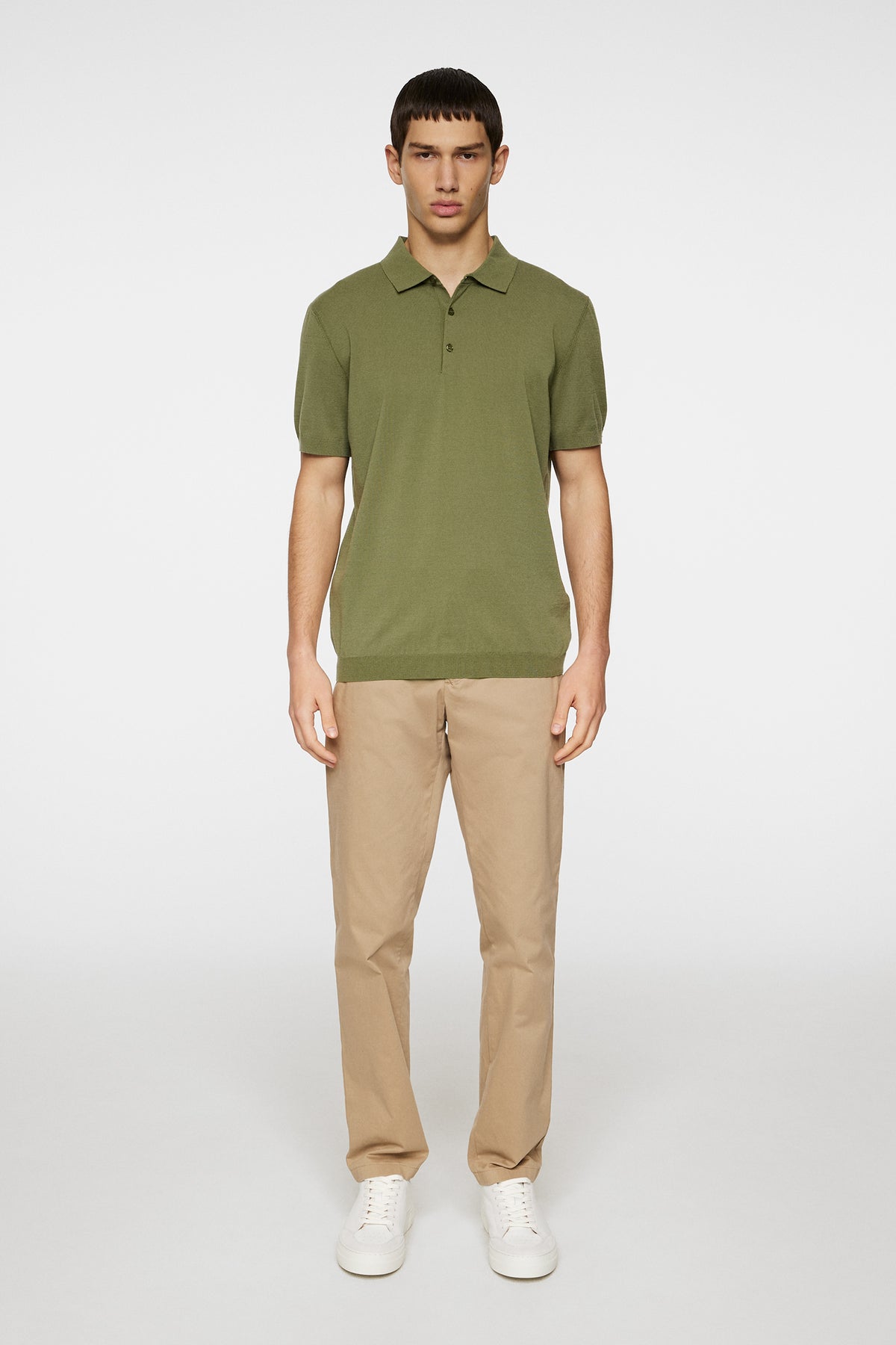 Ridge Knitted Polo / Olivine