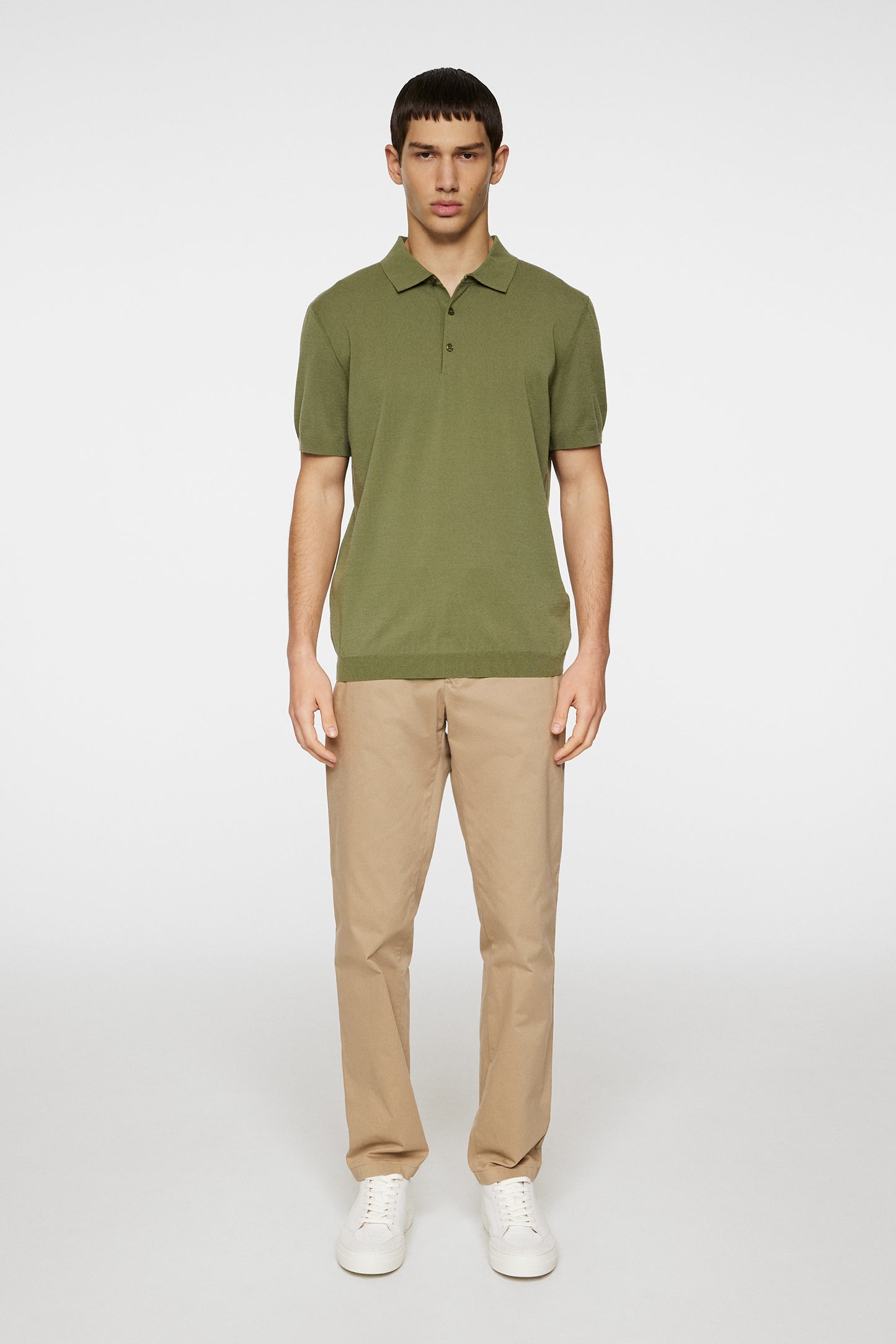 Ridge Knitted Polo / Olivine