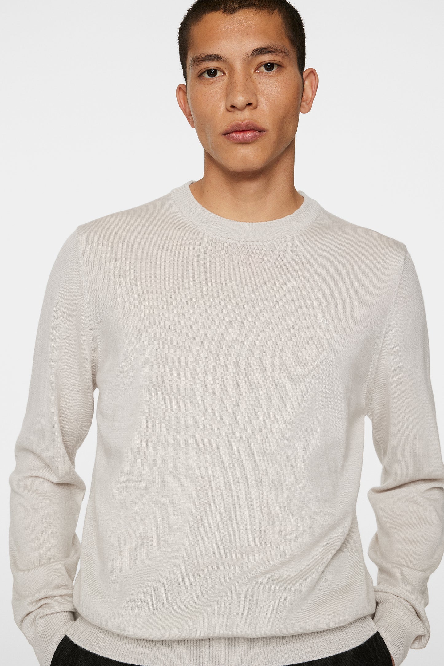 Keane Merino Crew Neck Sweater / Moonbeam Melange