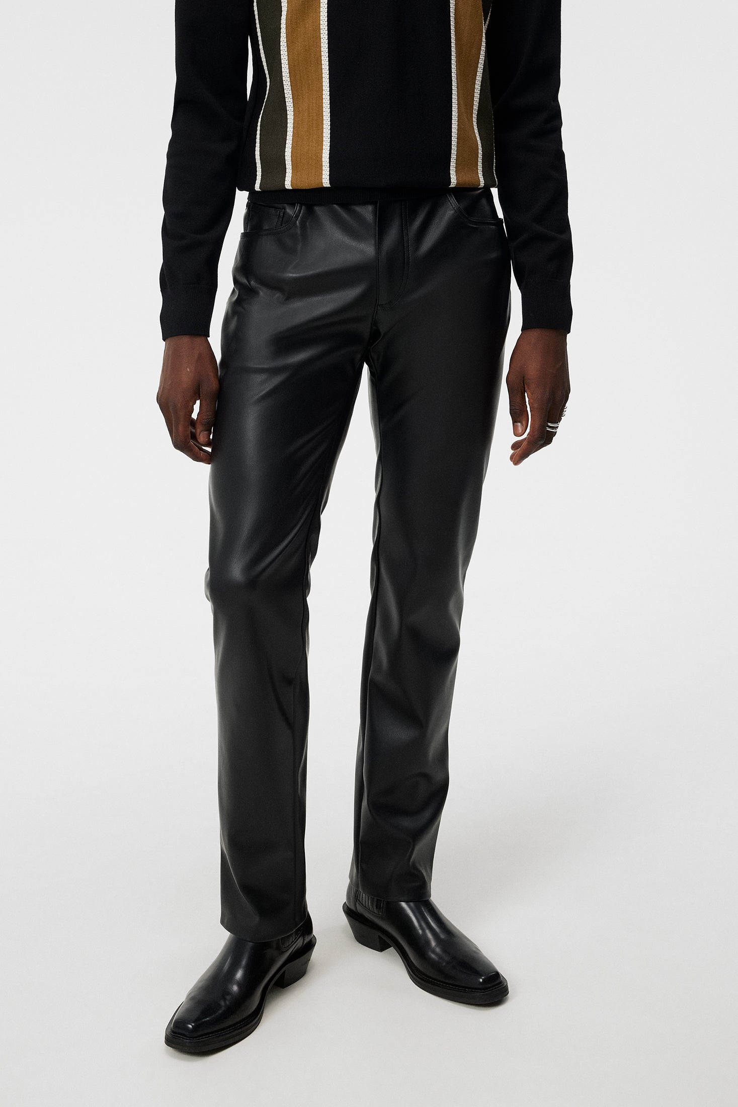 BOSS - Tapered-fit cropped trousers in faux leather