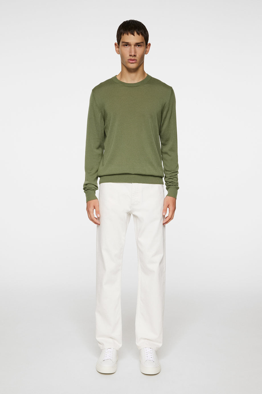 Keane Light Merino Crew Neck / Olivine