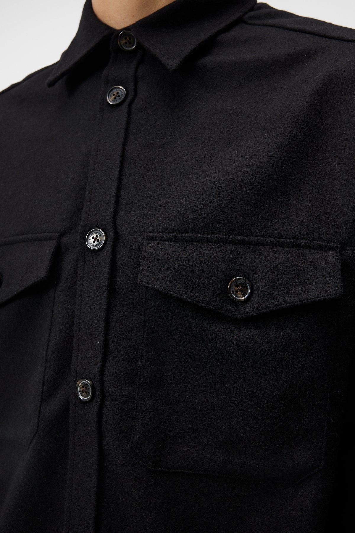 Flat Wool Overshirt / Black