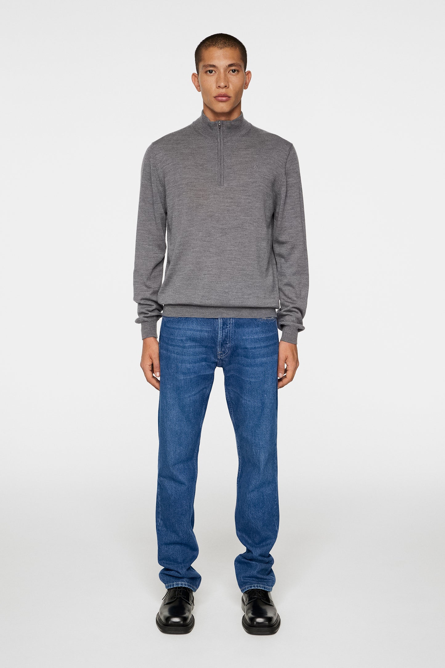 Kiyan Quarter Zip Sweater / Mid Grey Melange