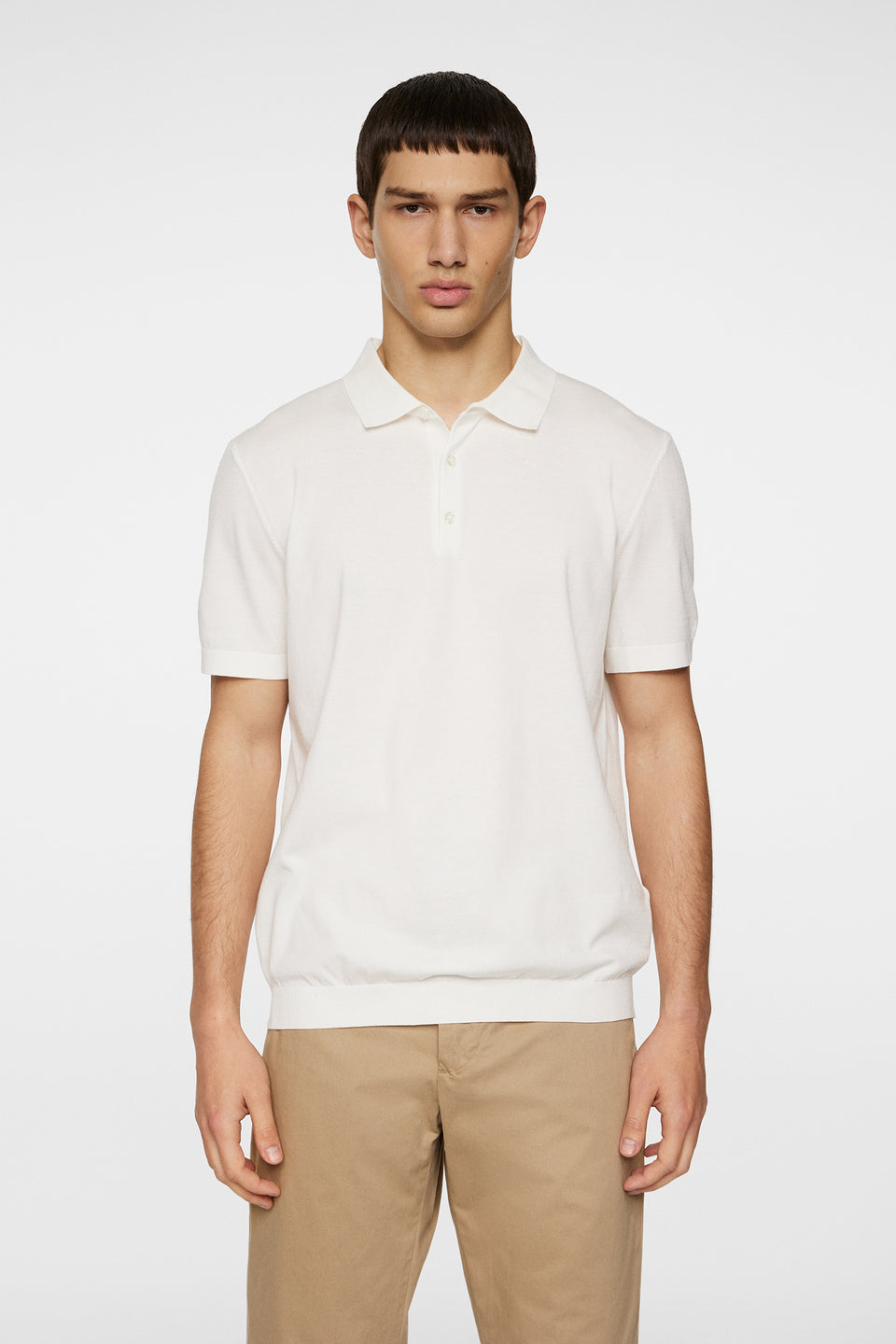 Ridge Knitted Polo / White