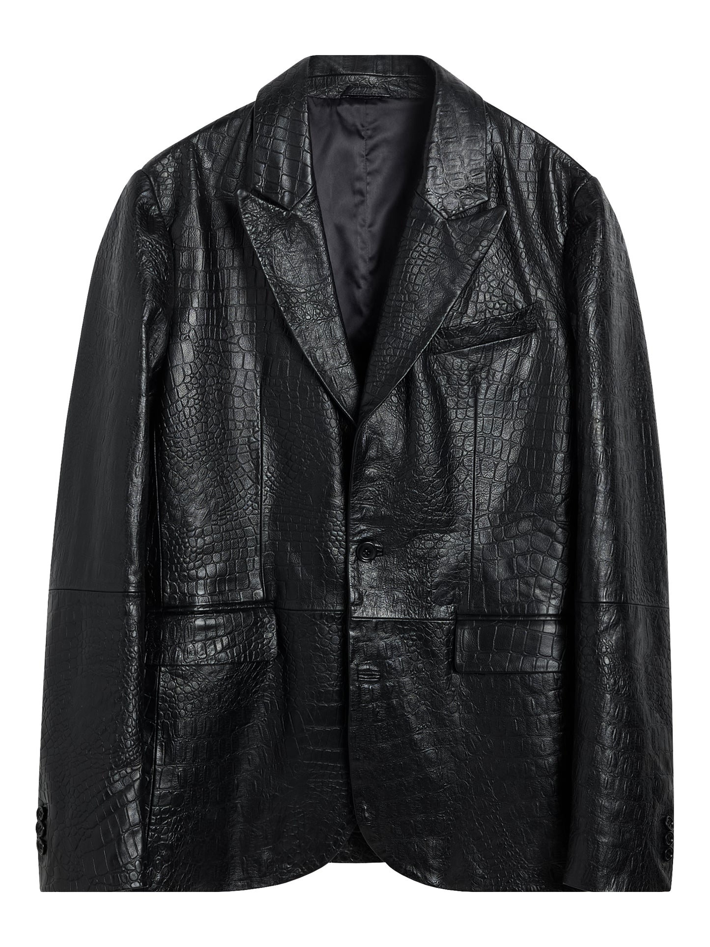 Penny Croc Leather Blazer / Black