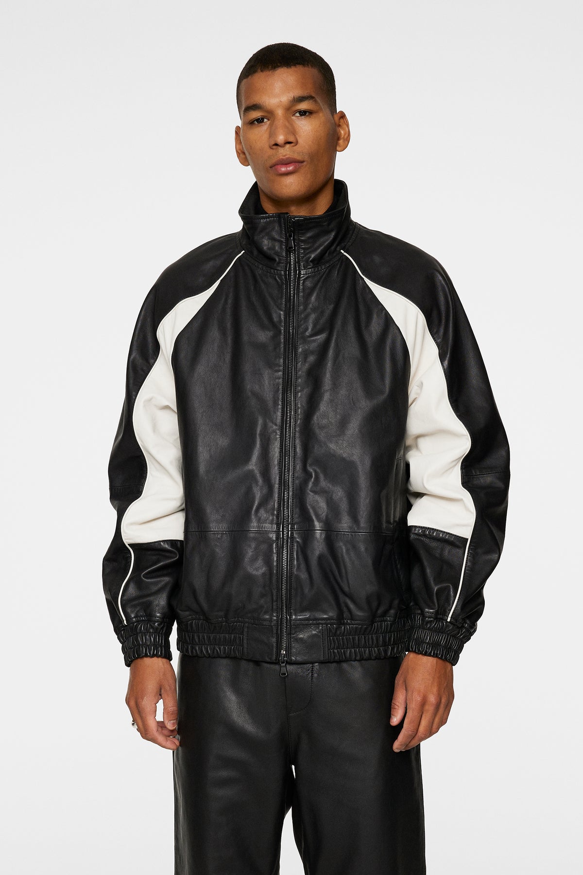 Lex Leather Track Jacket / Black