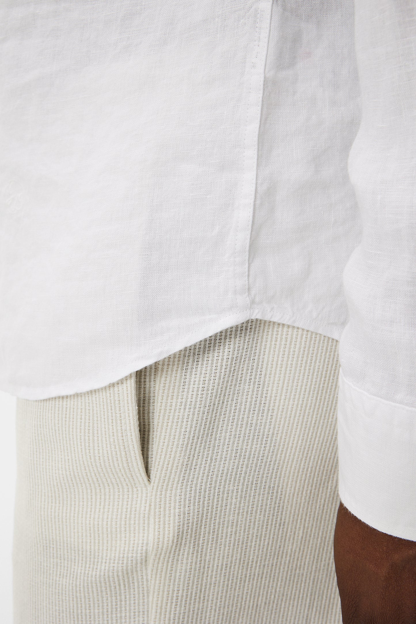 Slim LS Linen Melange Shirt / White