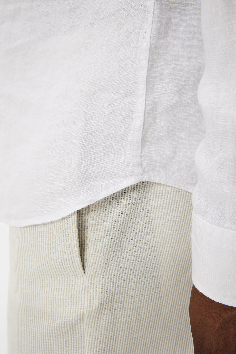 Slim LS Linen Melange Shirt / White