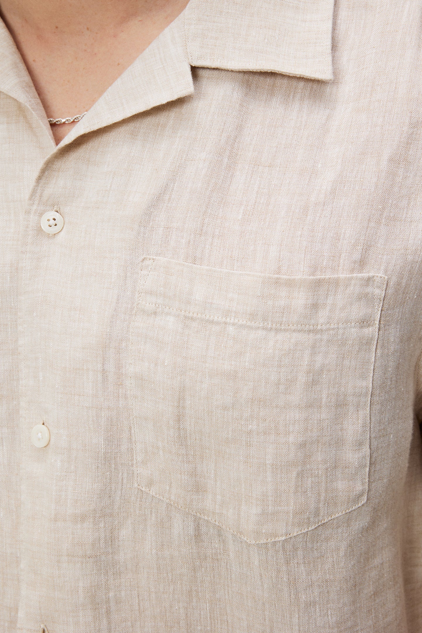 Elio Linen Melange Shirt / Safari Beige