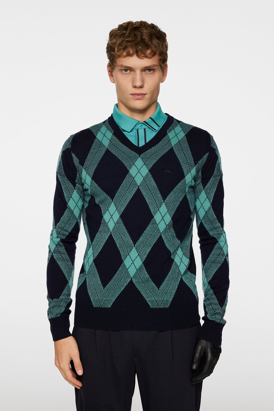 Billy V Neck Knit / Glenmuir Tartan Teal L