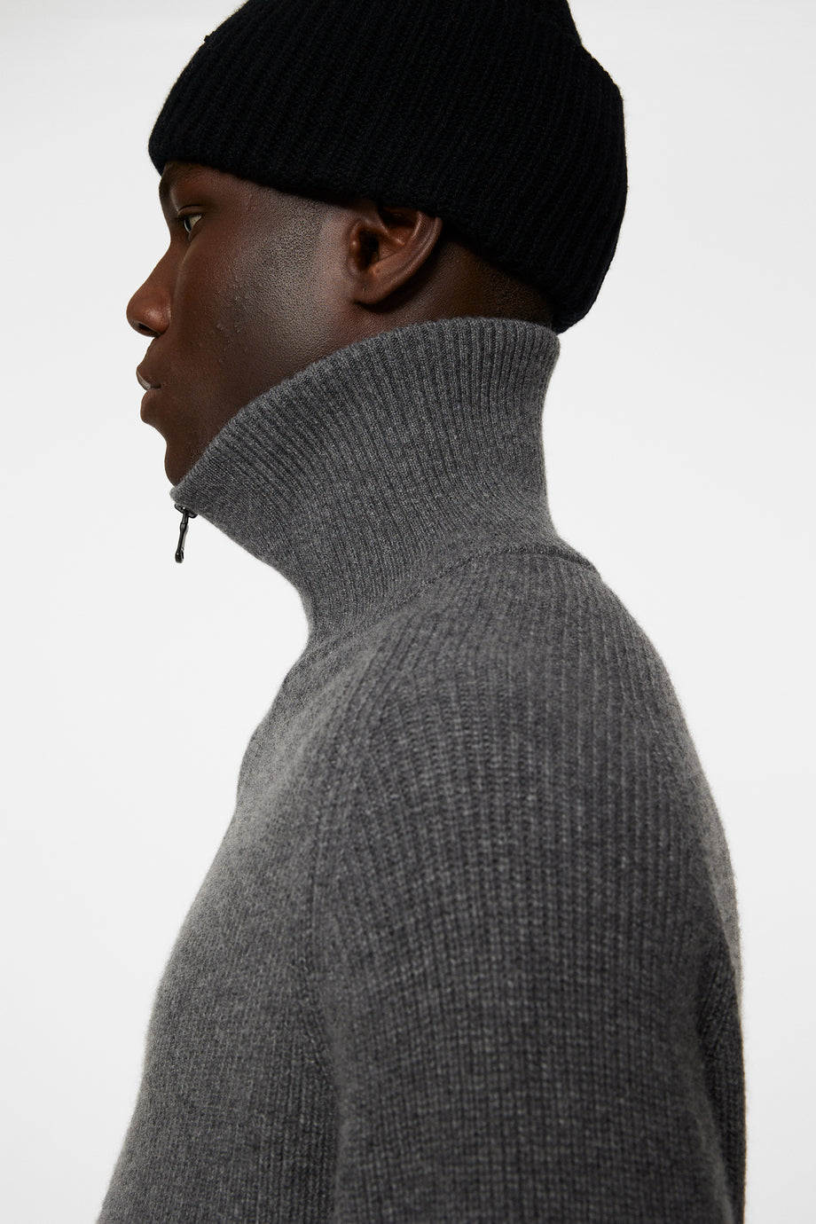 Wilmer Quarter Zip Knit / Mid Grey Melange