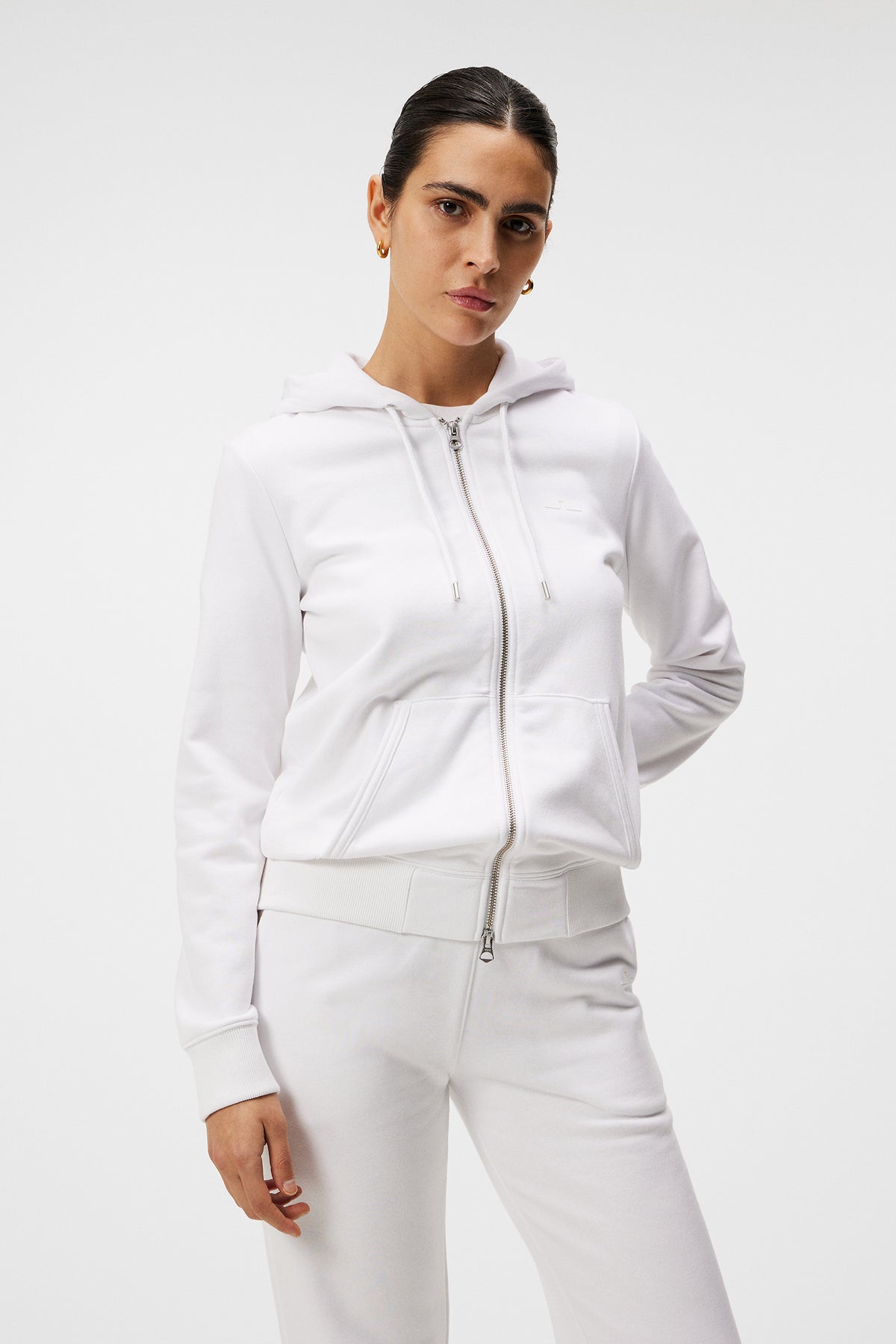 W Alpha Zip Hood / White