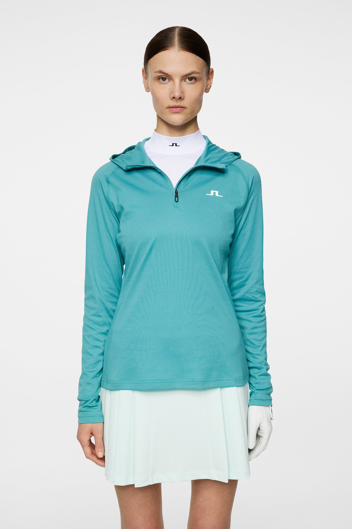 Agnes Quarter Zip Hood / Teal