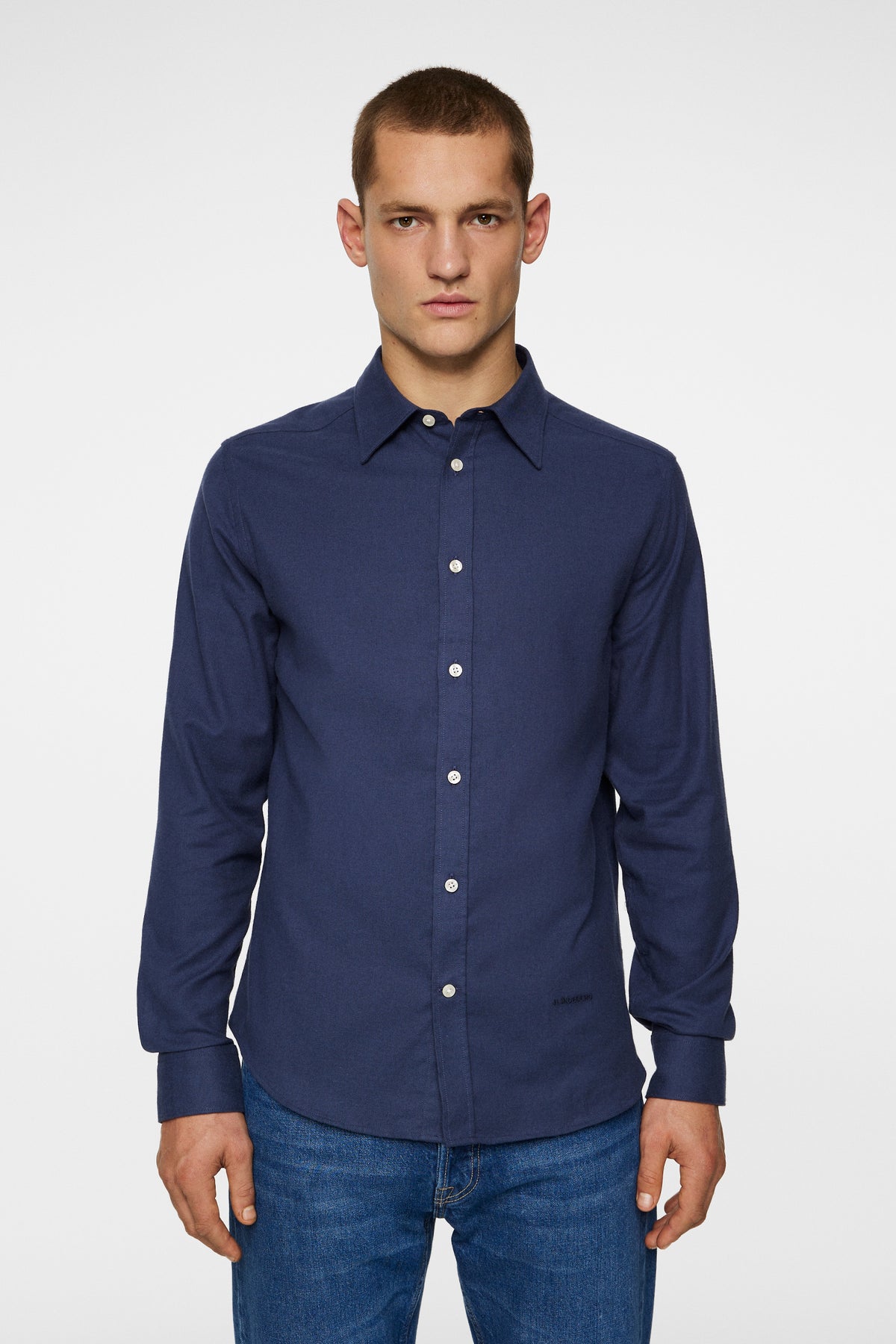 Light Flannel Slim Shirt / JL Navy