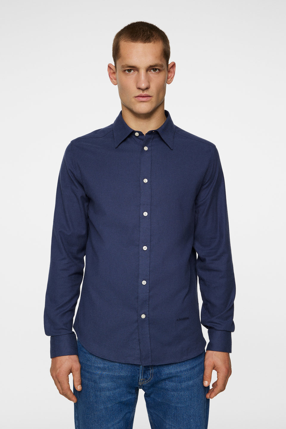 Light Flannel Slim Shirt / JL Navy