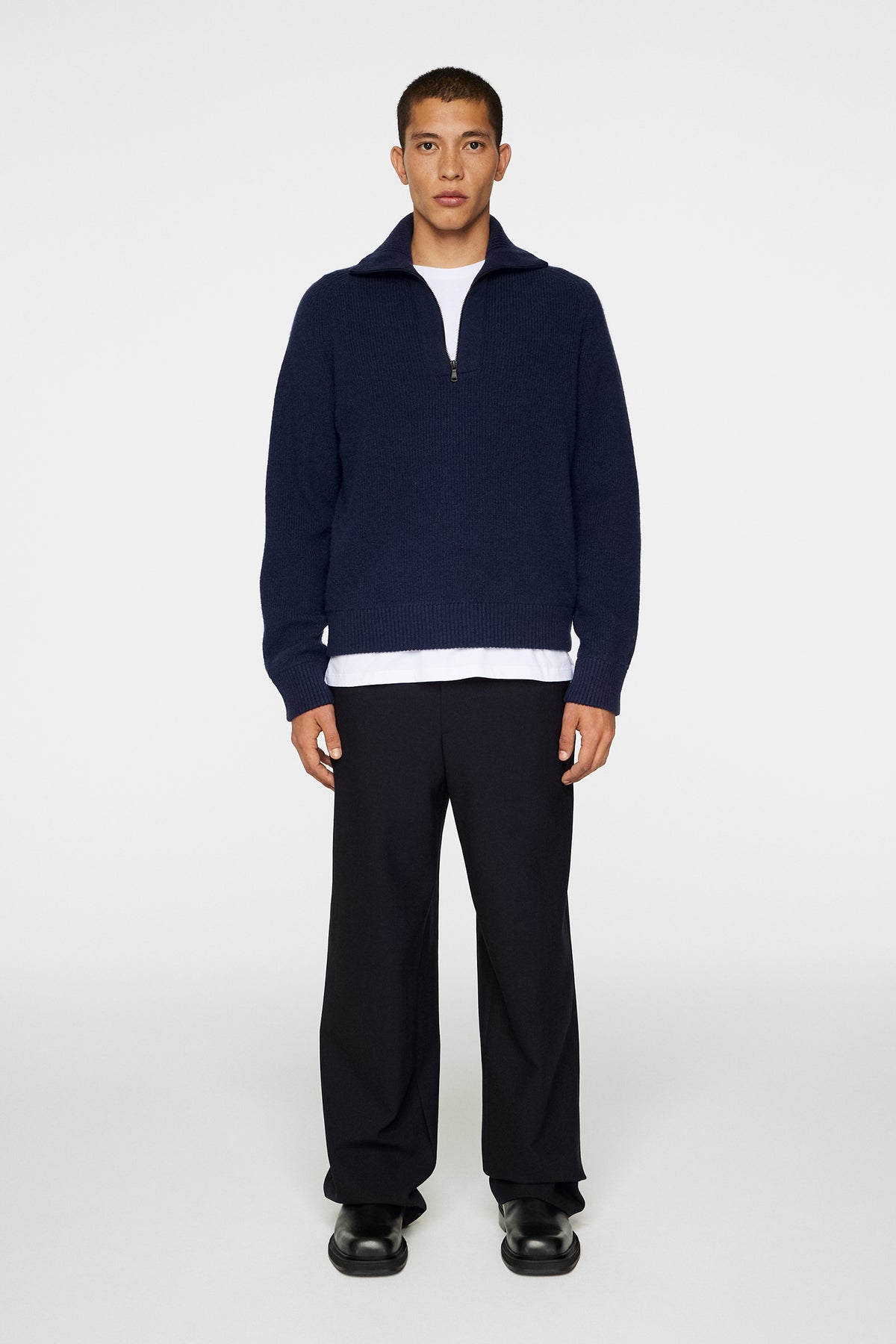 Wilmer Quarter Zip Knit / JL Navy