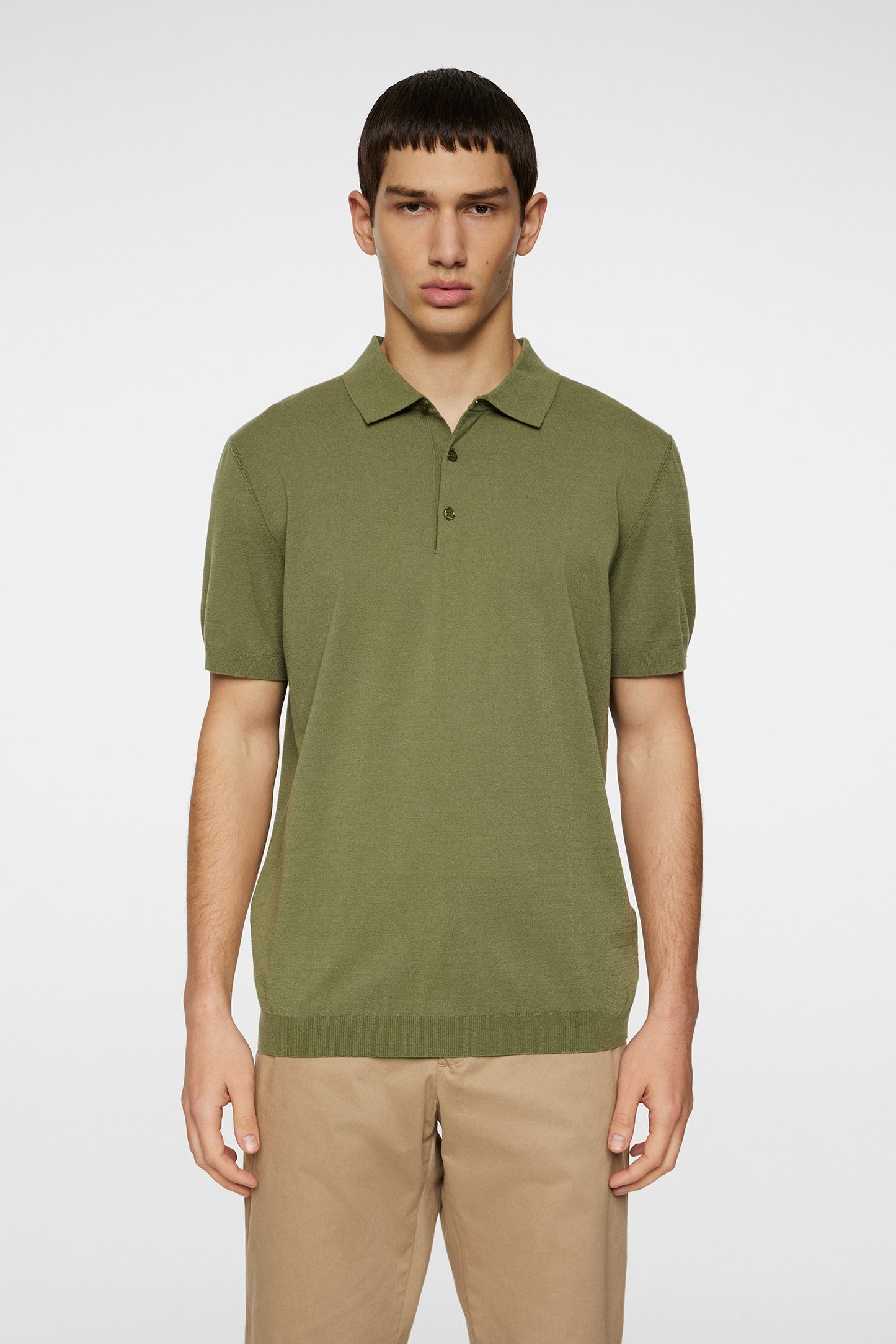 Ridge Knitted Polo / Olivine