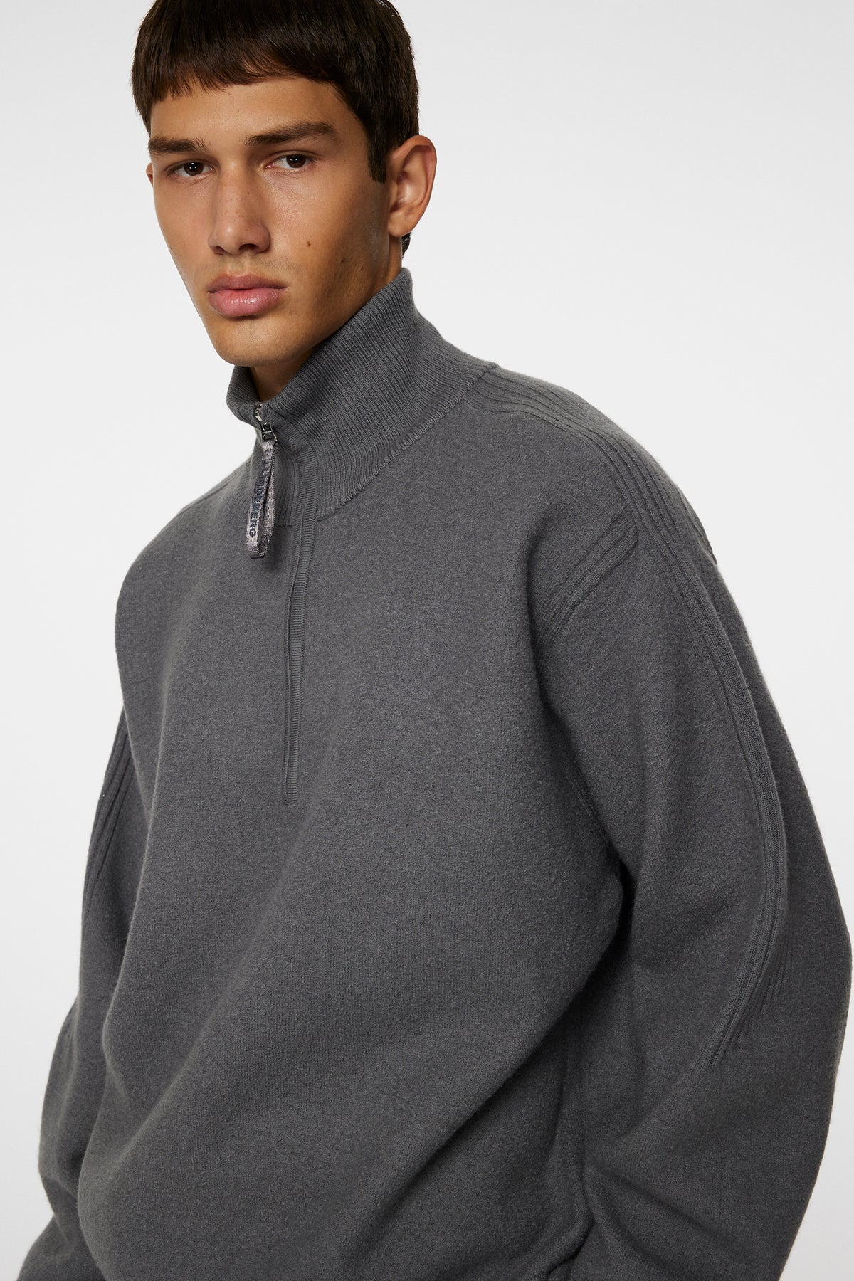 Bon Boiled Wool Quarter Zip / Lava Smoke