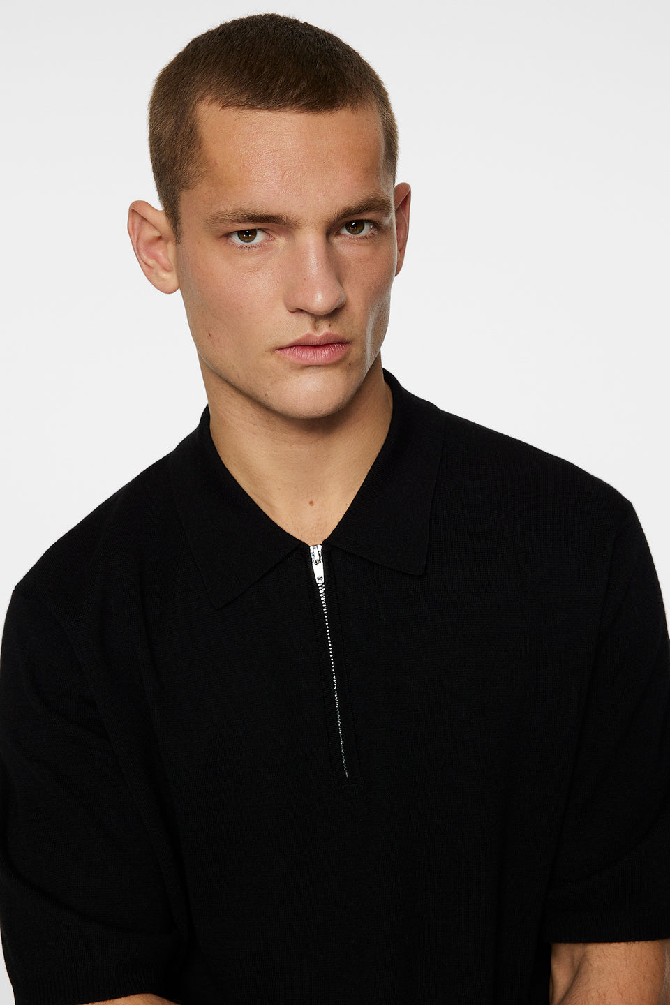 Tyler Quarter Zip Knit Polo / Black