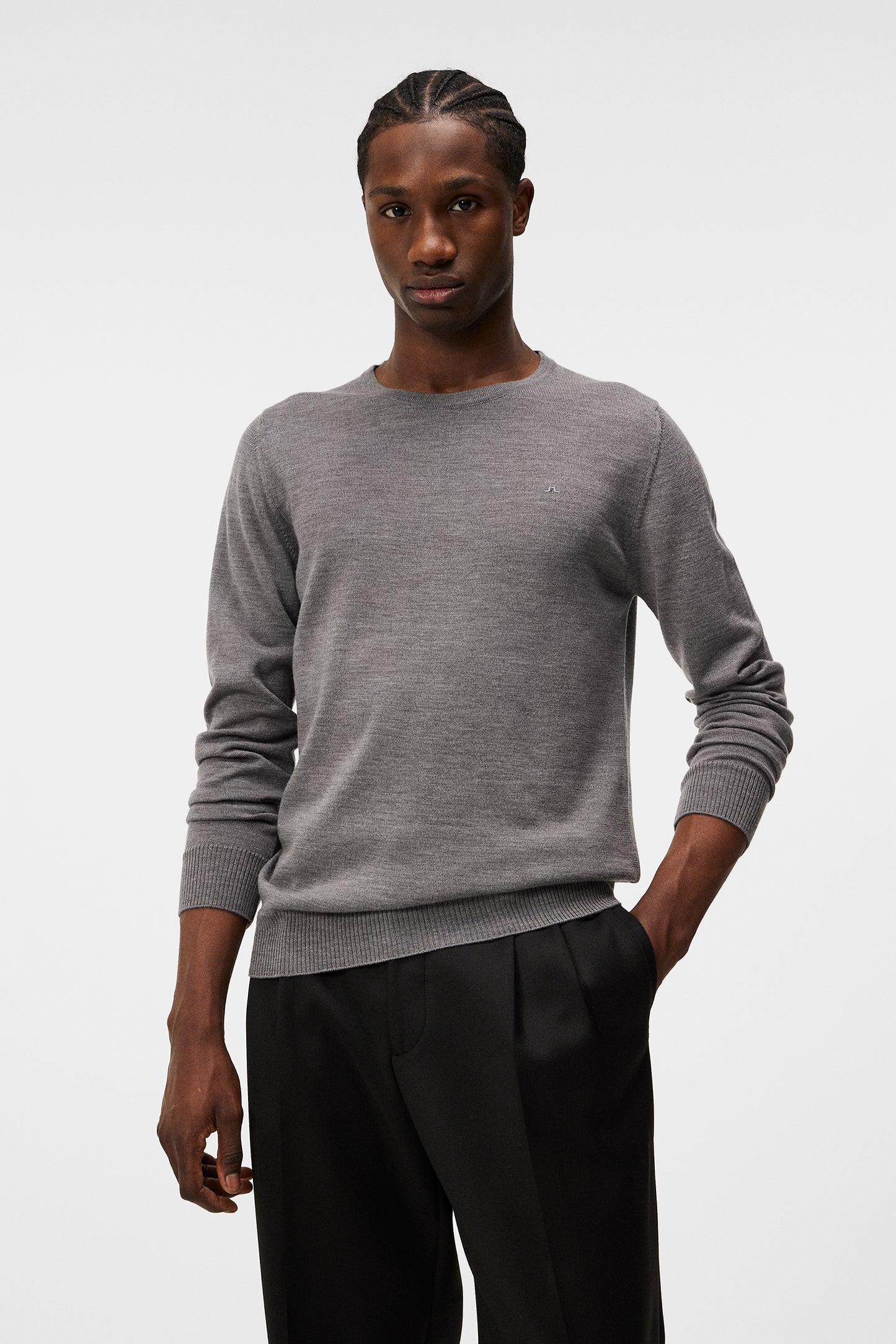 Lyle Merino Crew Neck Sweater / Grey Melange