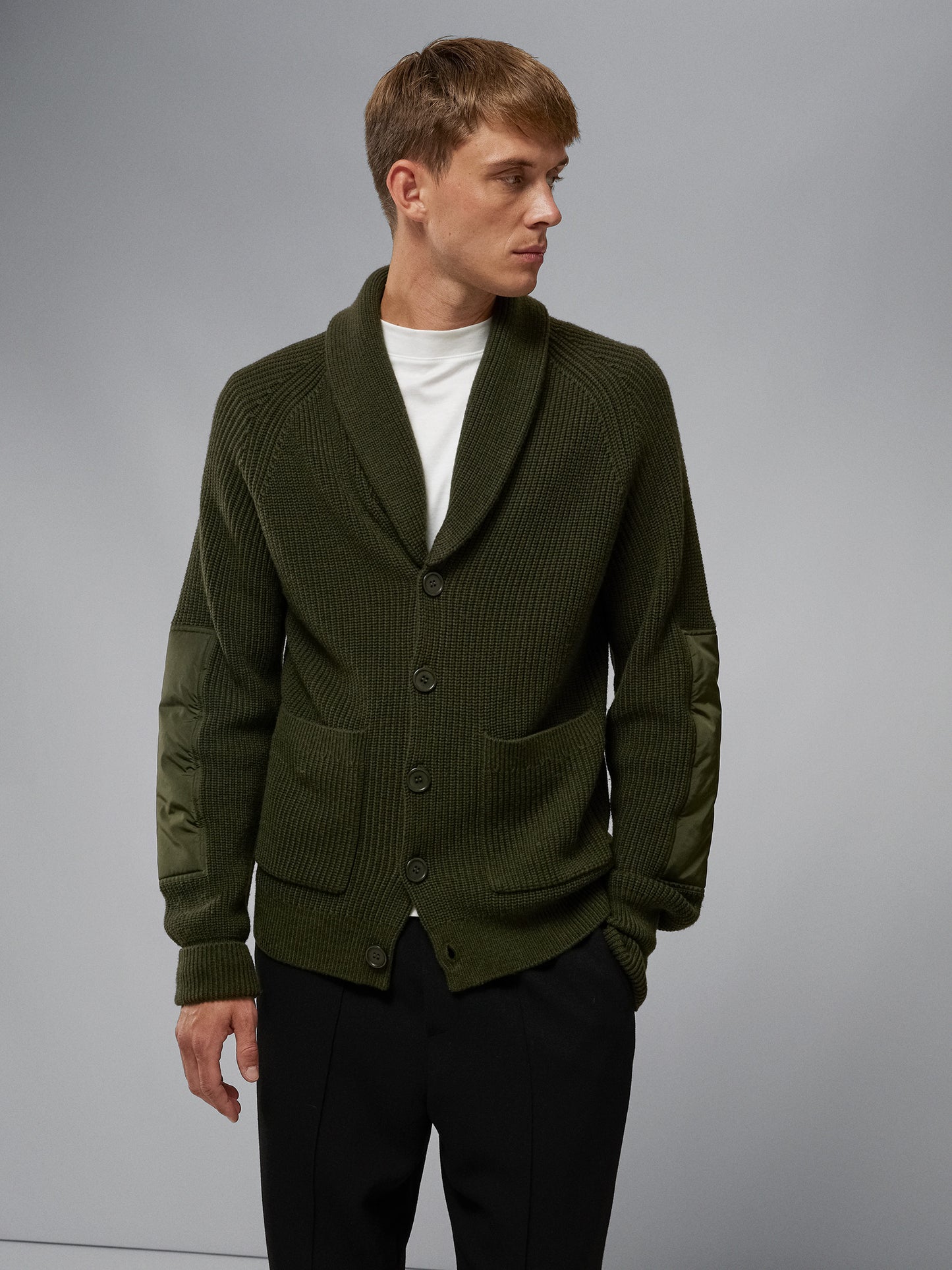 Gaven Shawl Collar Cardigan / Forest Green