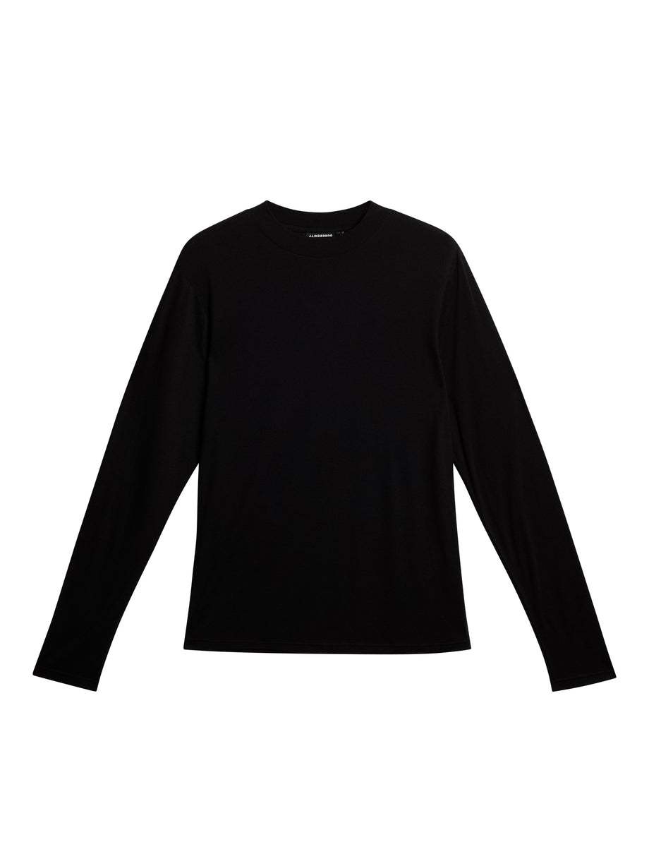 Arnie mock neck LS t-shirt / Black