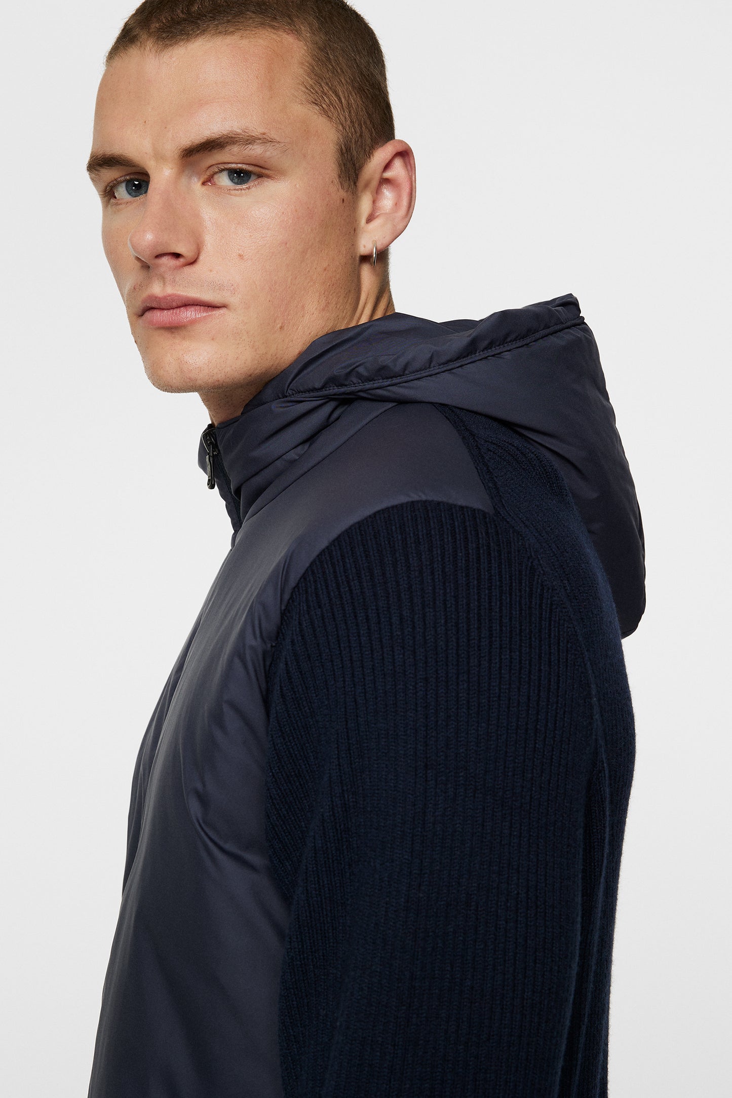 Thierry Hybrid Knit Hoodie / JL Navy