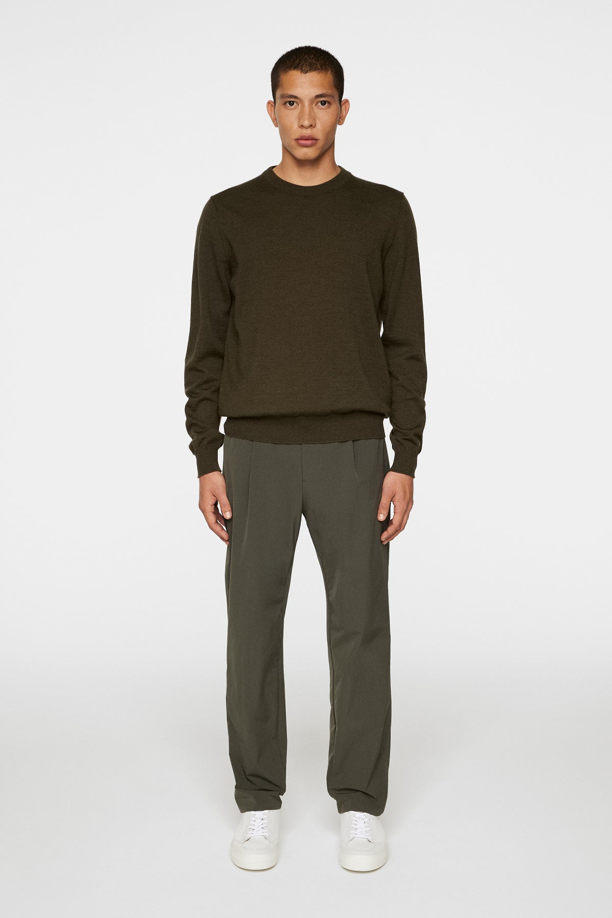 Keane Merino Crew Neck Sweater / Forest Green