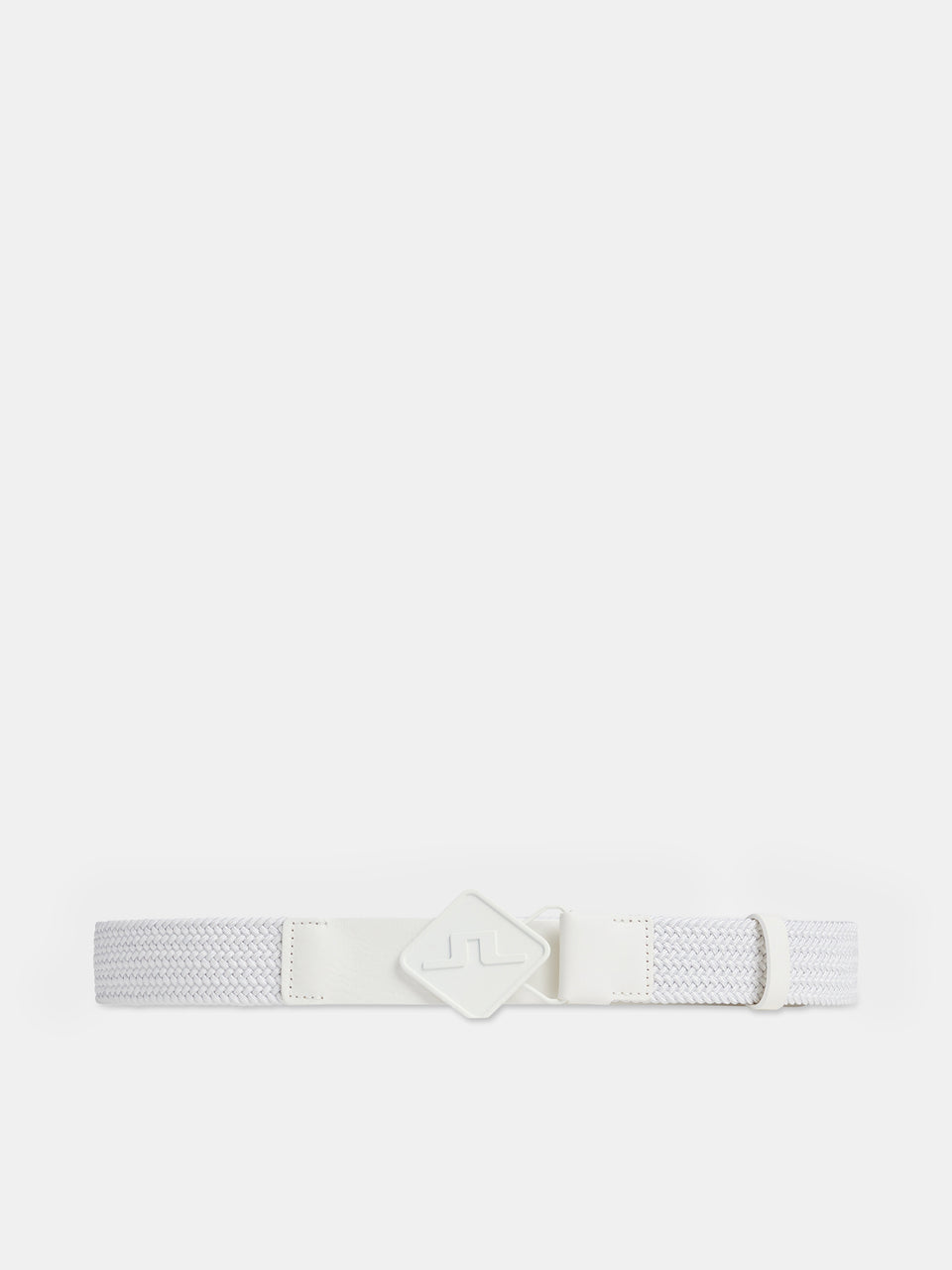 Diamond Ealstic  Leather Belt / White