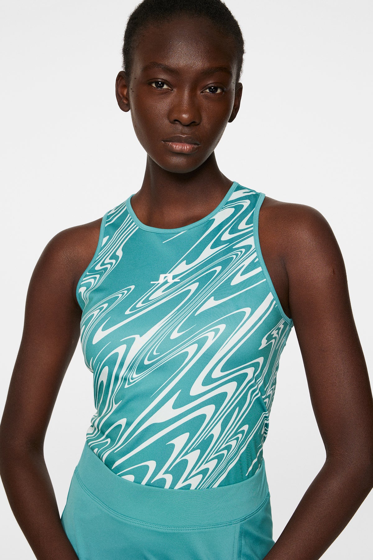 Delia Printed Tank Top / Liquify Teal L