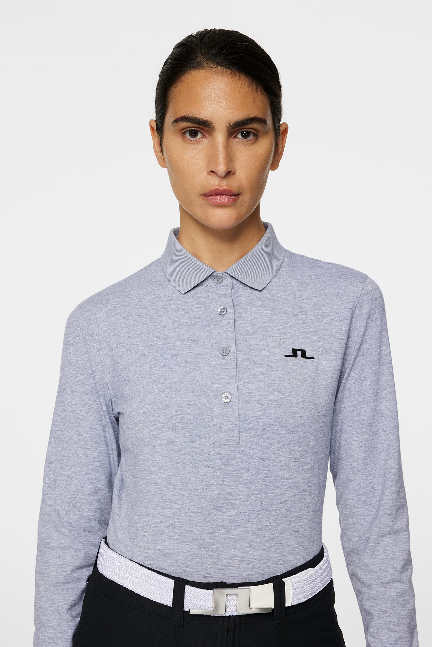 Flor Long Sleeve Polo / Medium Grey Melange