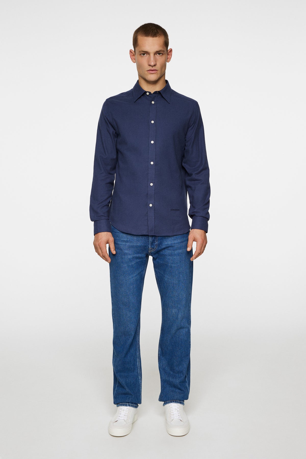 Light Flannel Slim Shirt / JL Navy