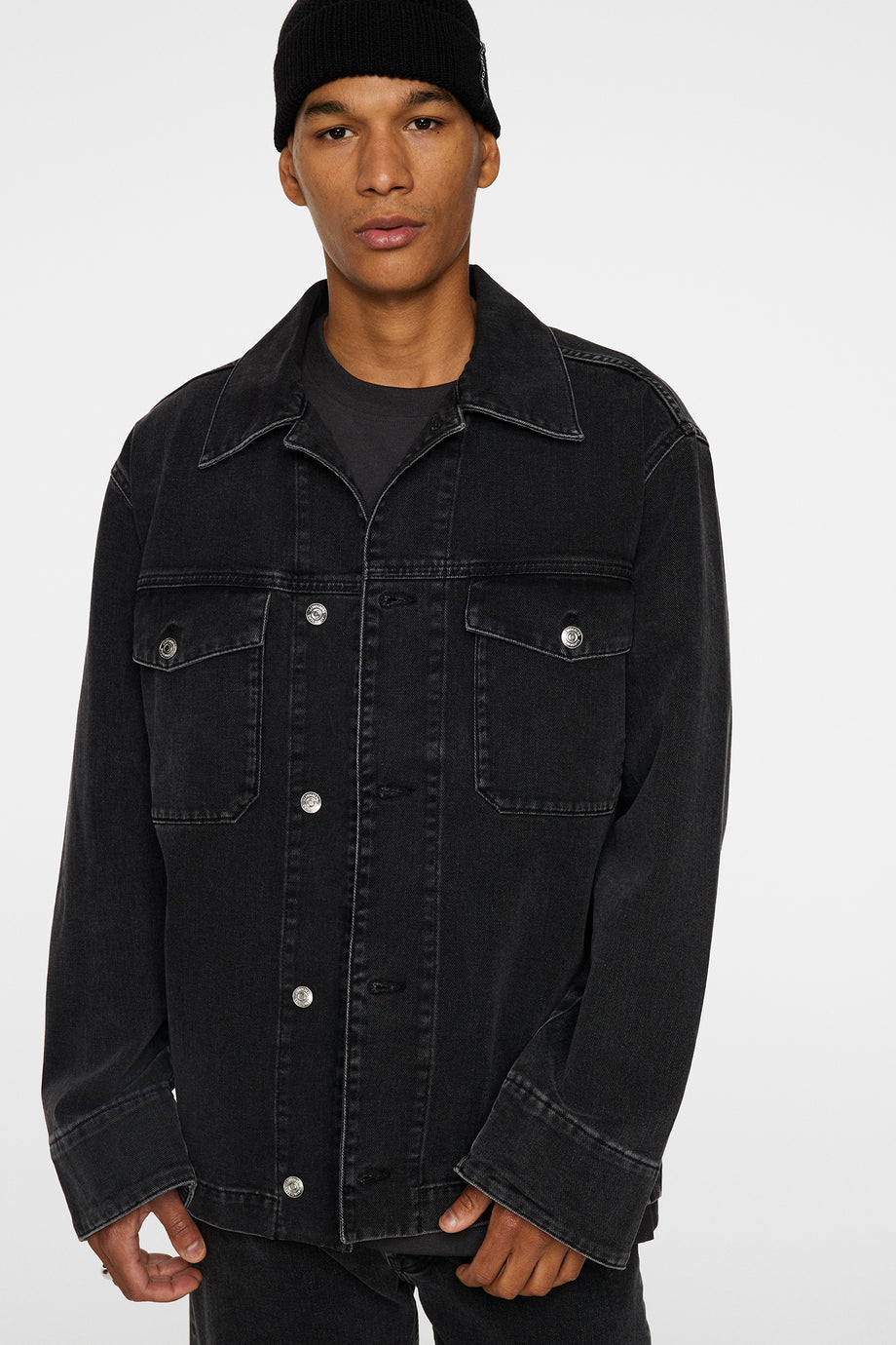 Hunt Washed Denim Overshirt / Black