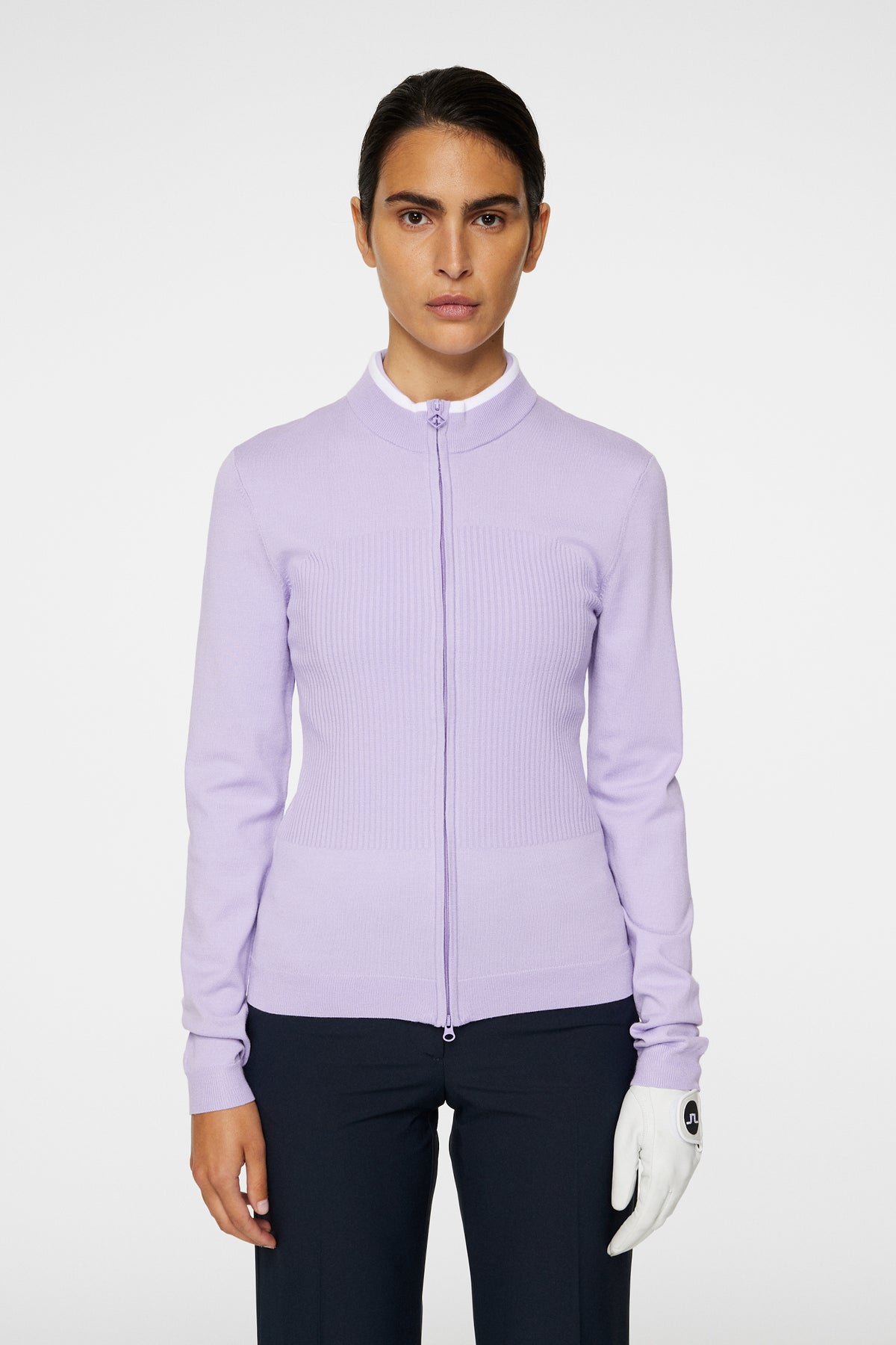 Anna Knitted Zip Sweater / Lavender