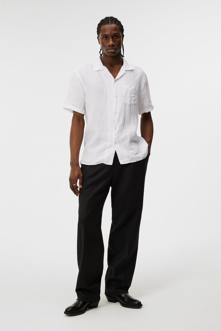 Elio Linen Melange Shirt / White