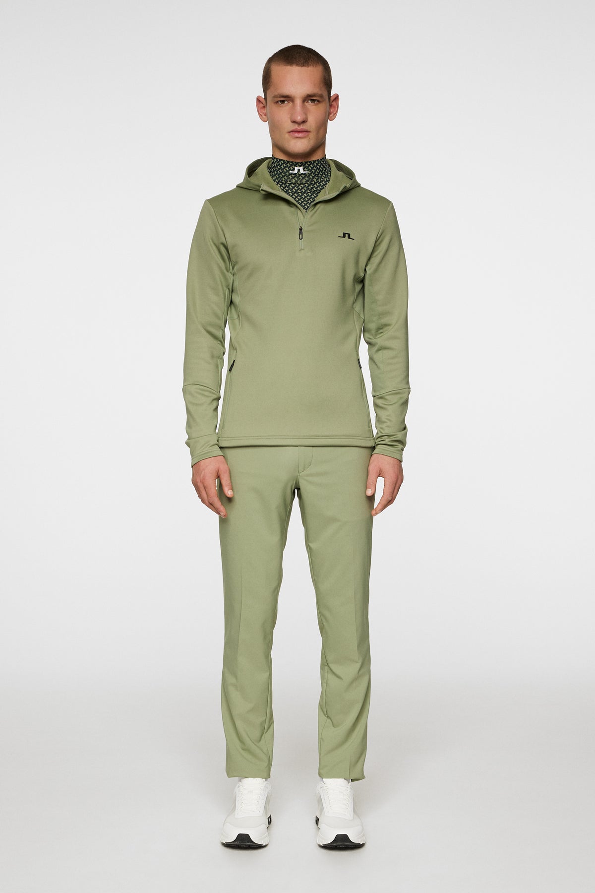 Aerial Quarter Zip Hood / Oil Green