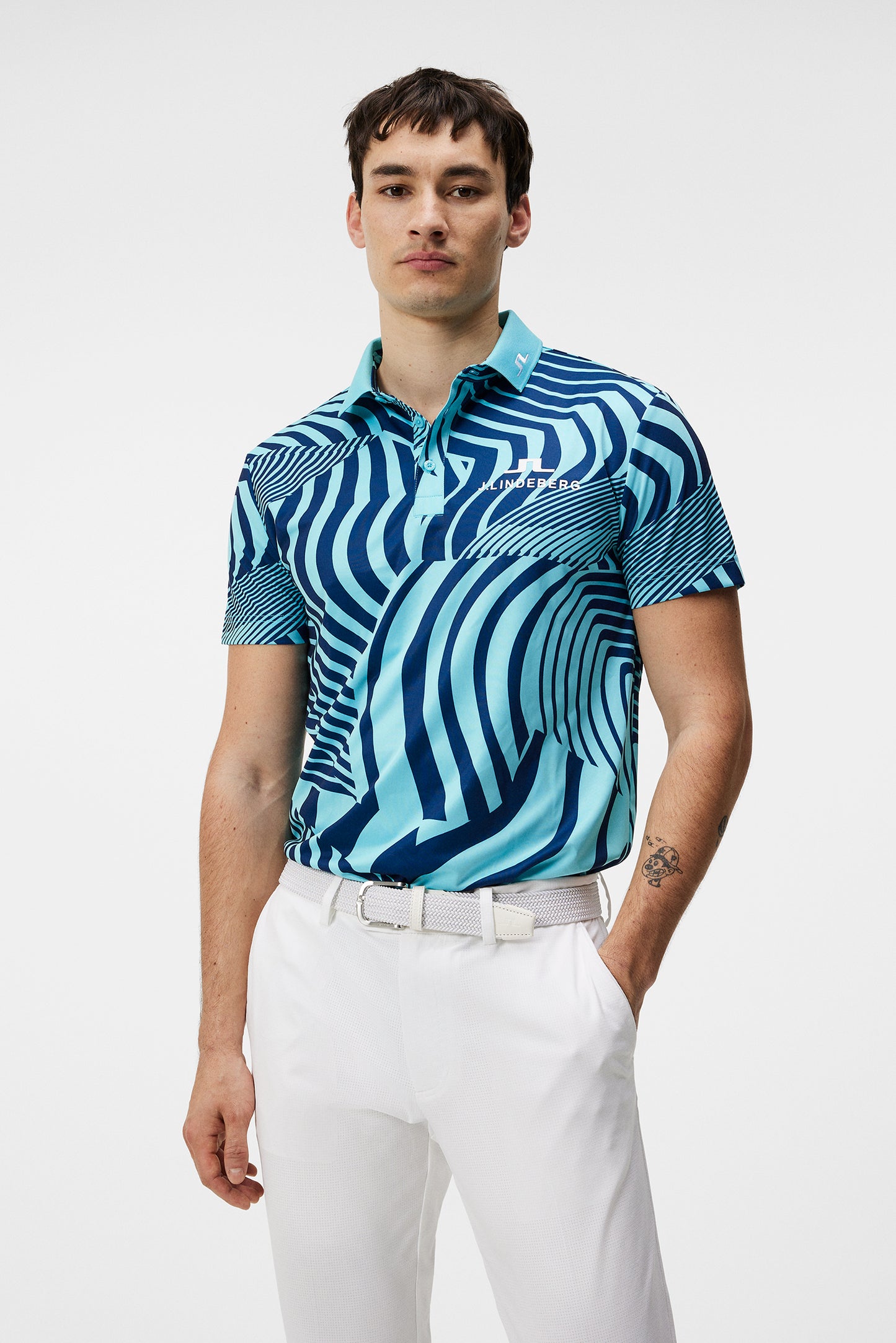 KV Tour Print Golf Polo / Dazzle Wave Blue Curacao