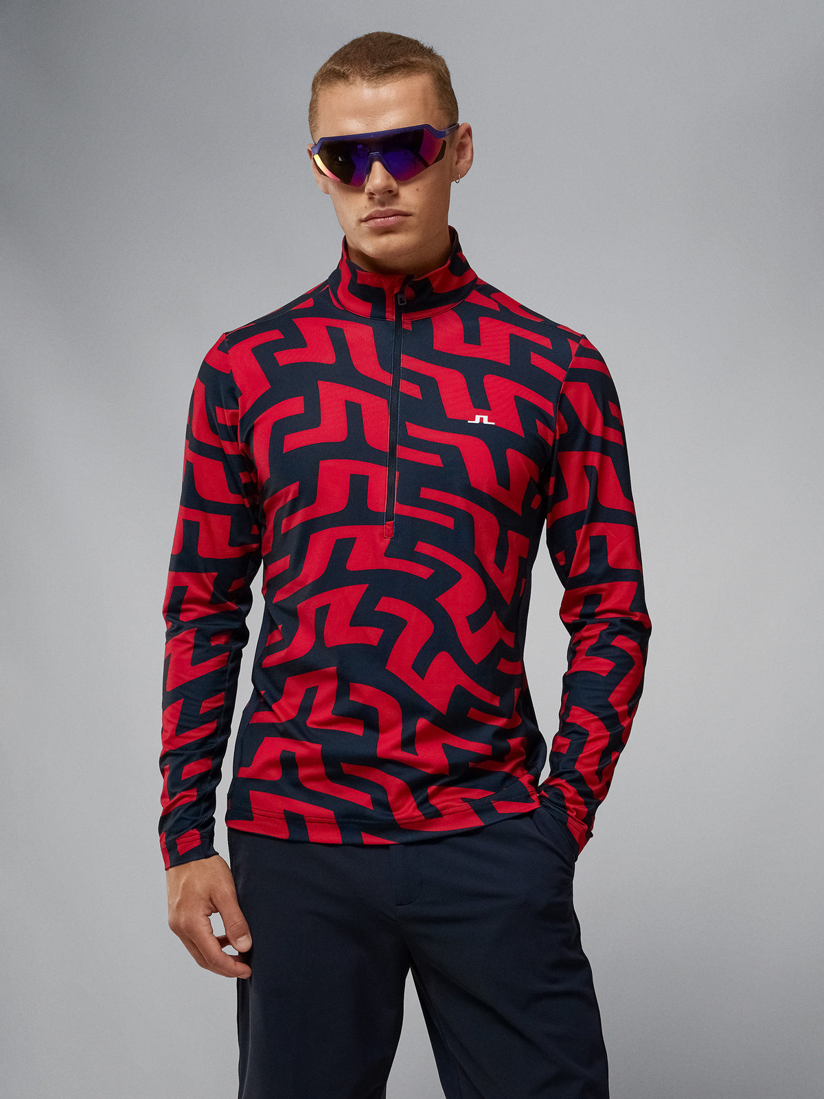 Luke Print Half Zip Mid Layer / Bridge Swirl Red