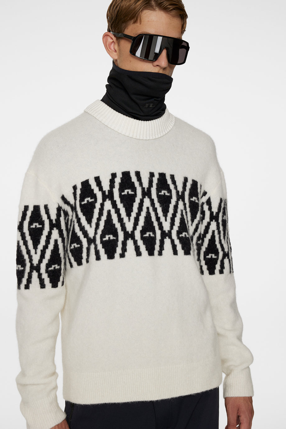 Jalen Jacquard Knitted Sweater / Whisper White