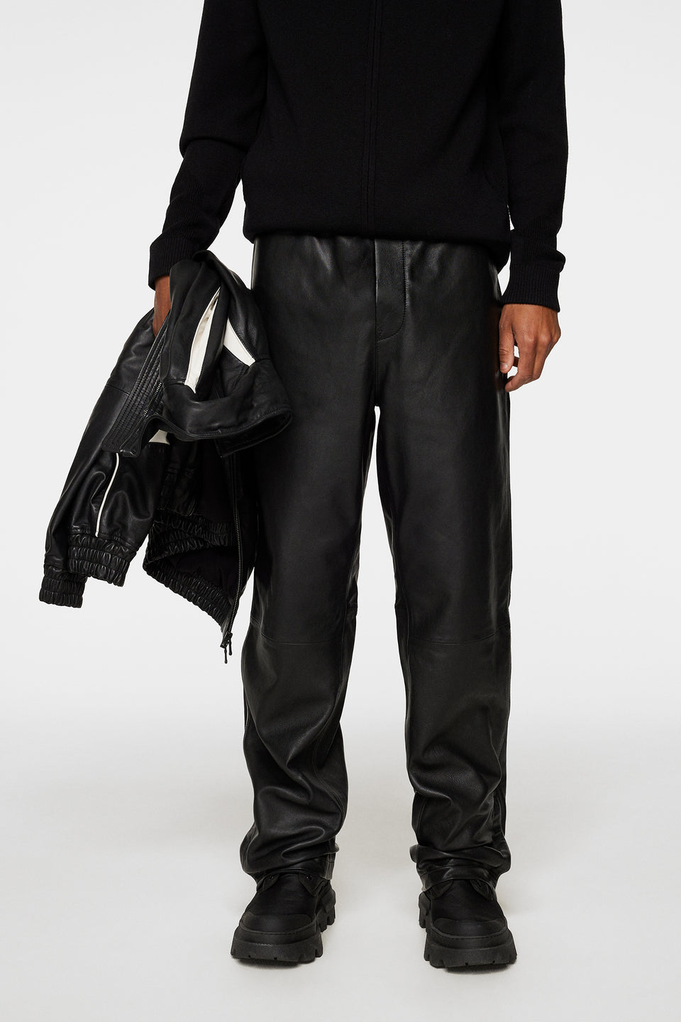 Santo Leather Track Pants / Black