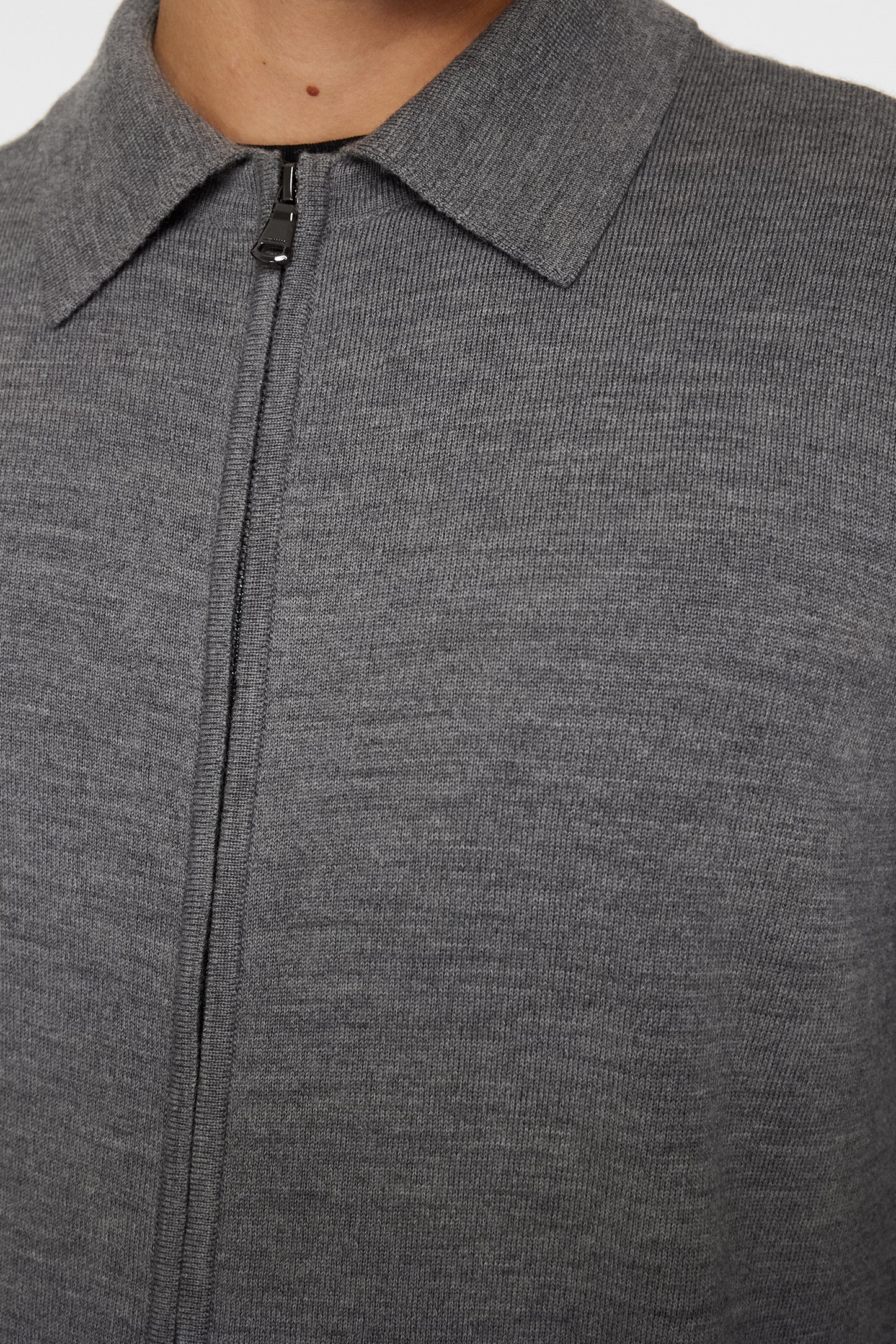 Kaleb Merino Zip Cardigan / Mid Grey Melange