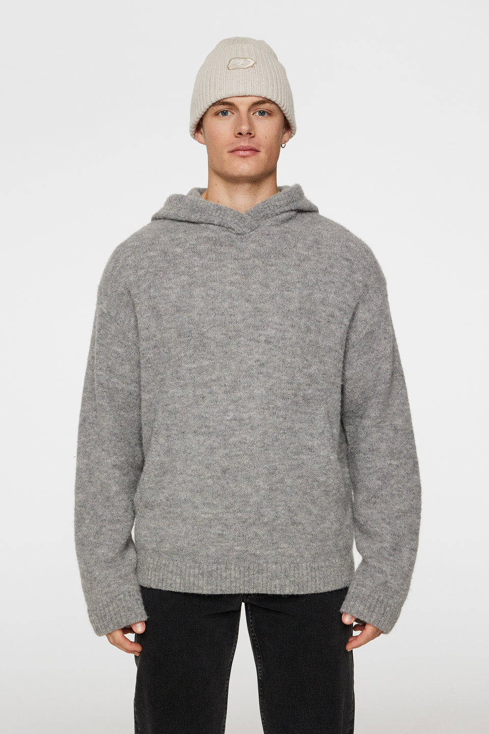 Broon Alpaca Blend Hoodie / Mid Grey Melange