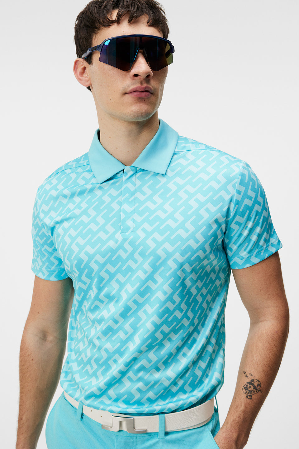 Dario Print Regular Fit Polo / Bias Bridge Blue Curacao