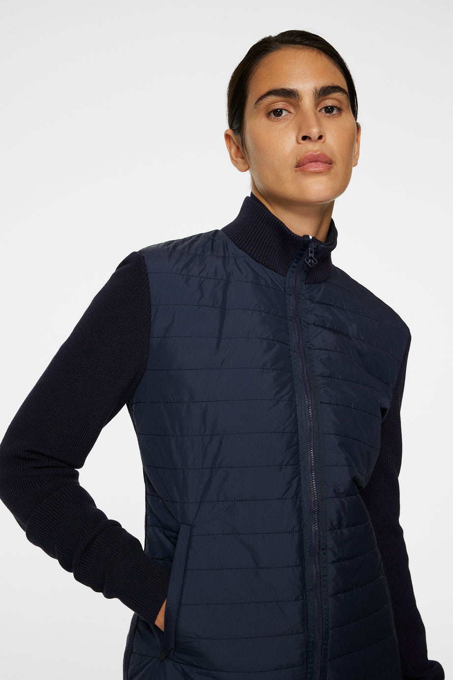 Wren Knitted Hybrid Jacket / JL Navy