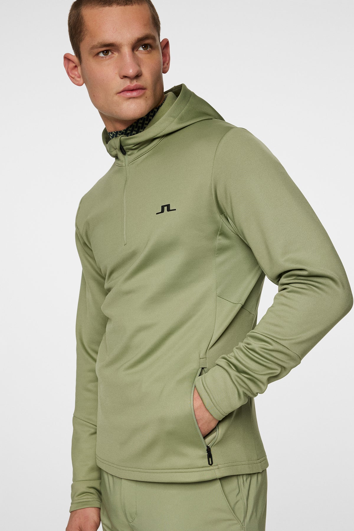 Aerial Quarter Zip Hood / Oil Green