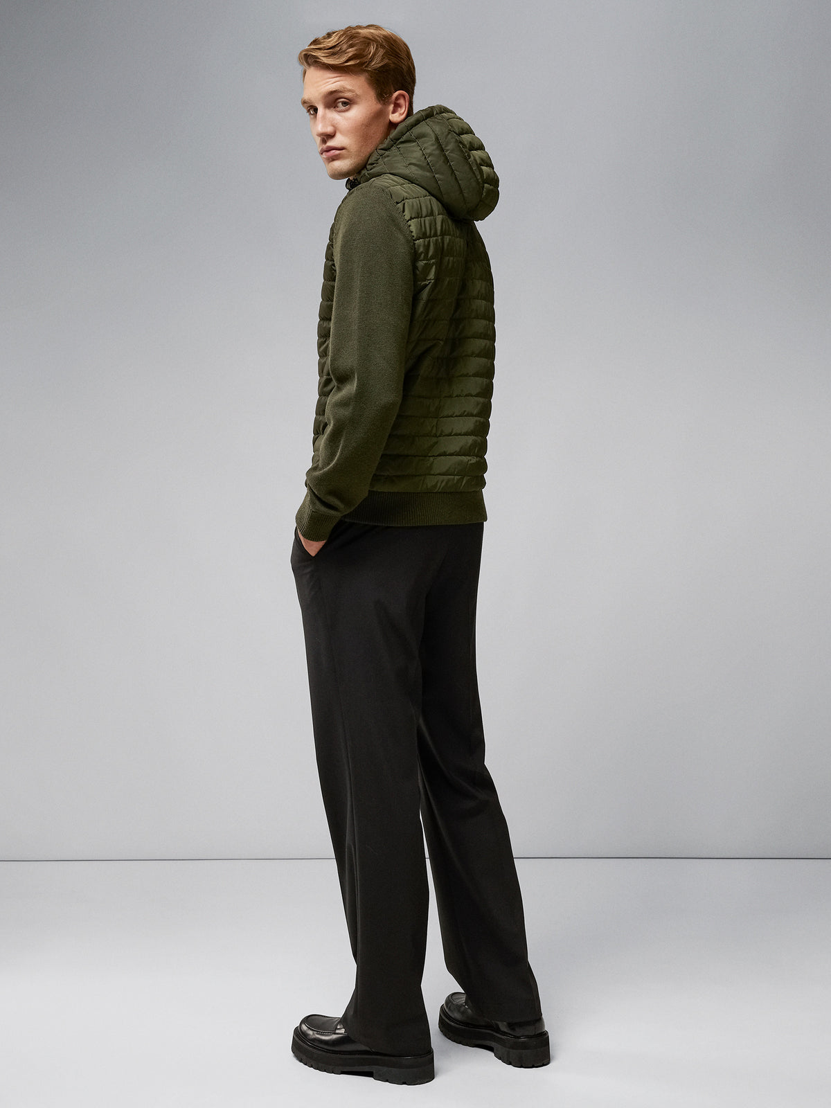 Pierre Knitted Hybrid Jacket / Forest Green