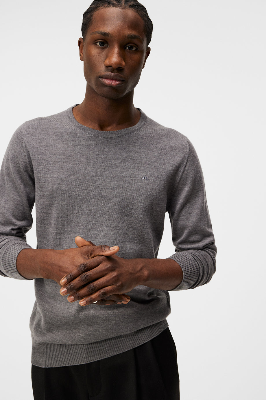 Lyle Merino Crew Neck Sweater / Grey Melange