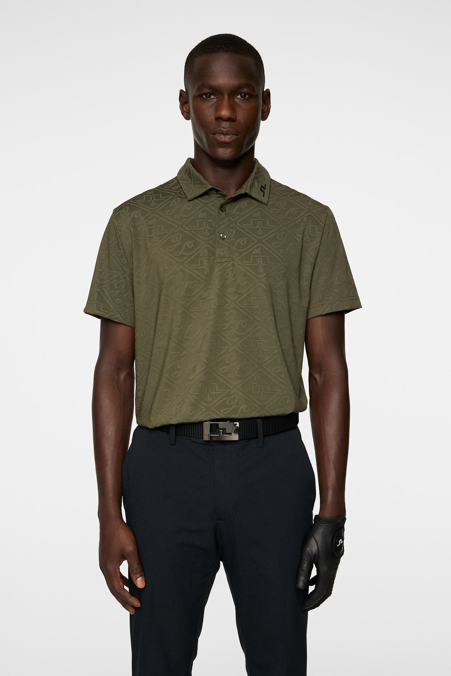 Bison  Regular Jacquard Polo / Forest Green