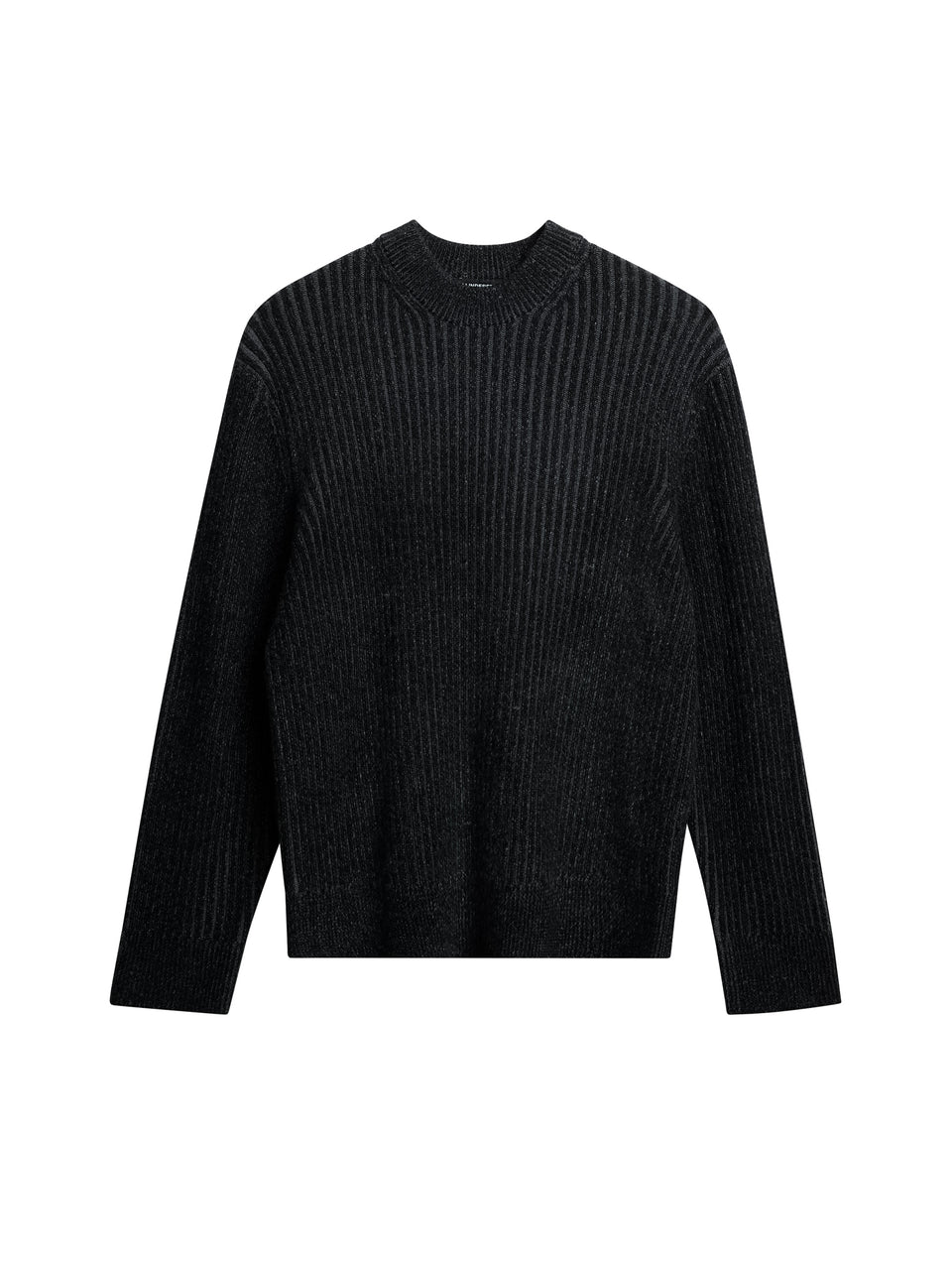 Twain Plated Knit Crew / Black