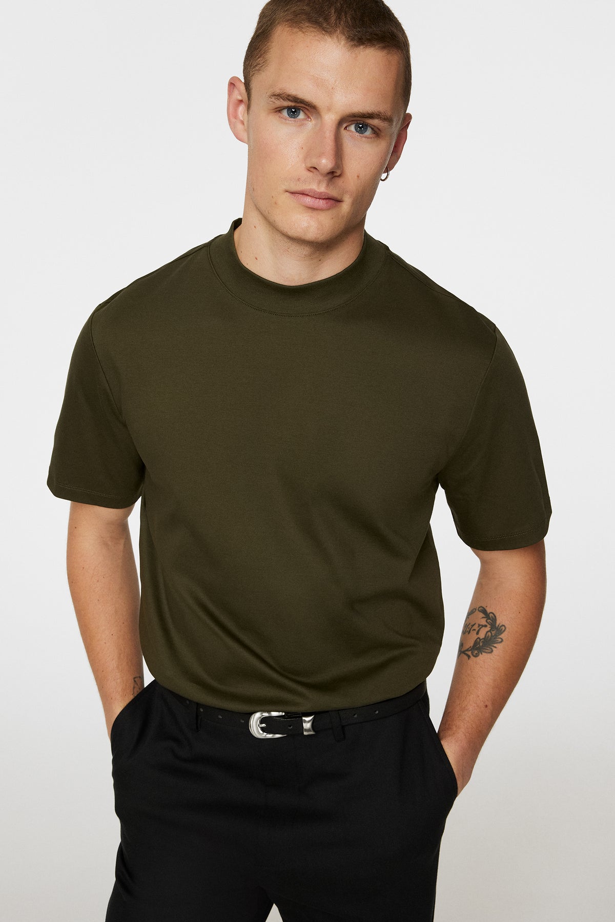 Ace Mock Neck T-Shirt / Forest Green